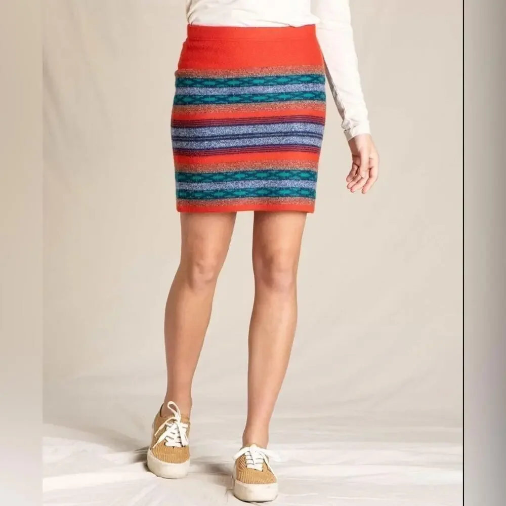 LAST ONE! NWT Toad&Co 100% Merino Wool Ethically Sourced Colorful Pencil Skirt M - Picture 2 of 3